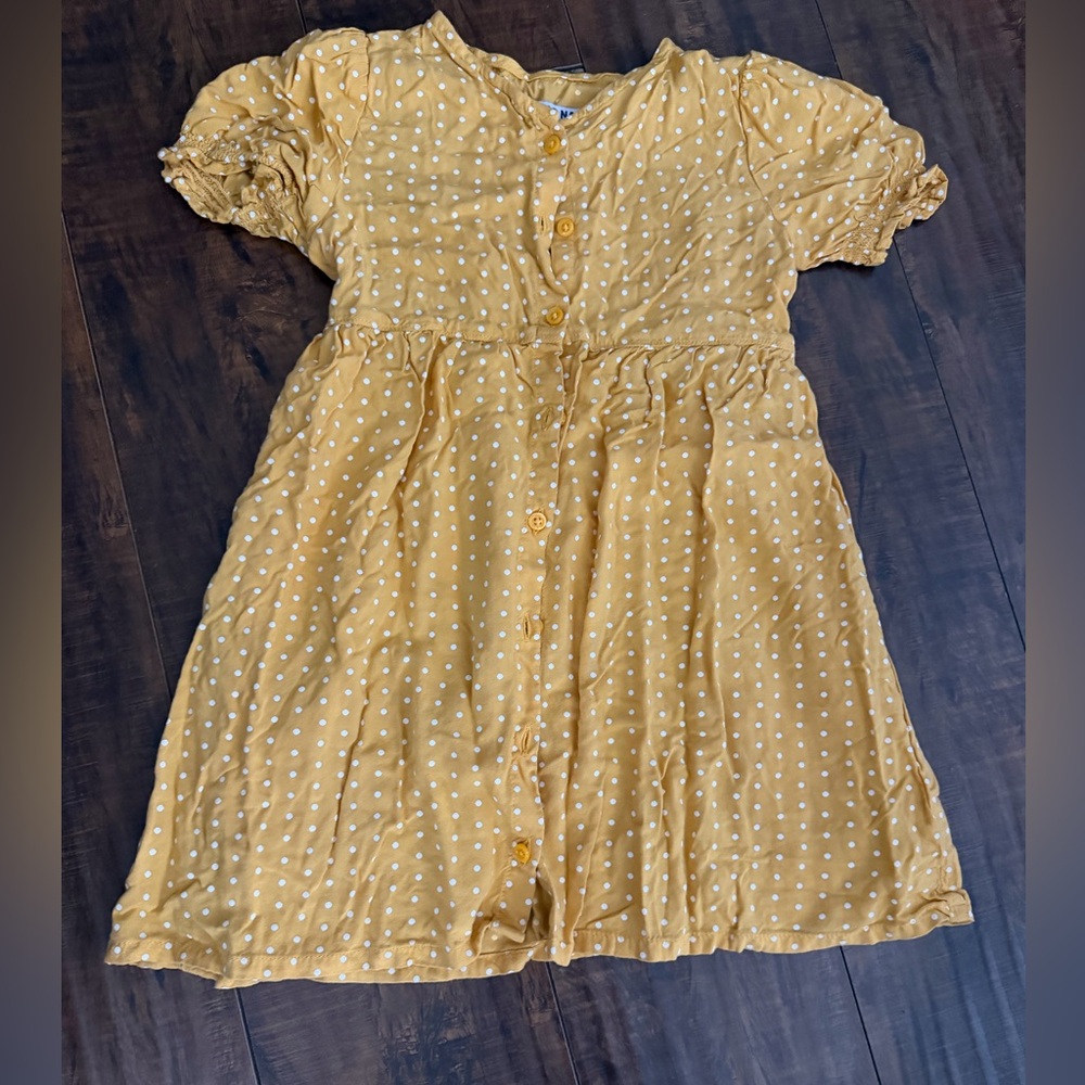 Old Navy Mustard Polka Dot Button-Front Kids Dress
